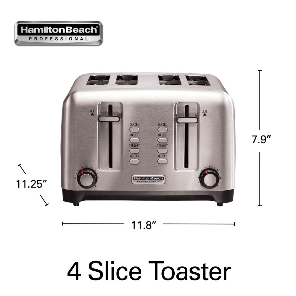 Hamilton Beach Pro 1700Watt 4Slice Stainless Steel Toaster 24990 The Home Depot