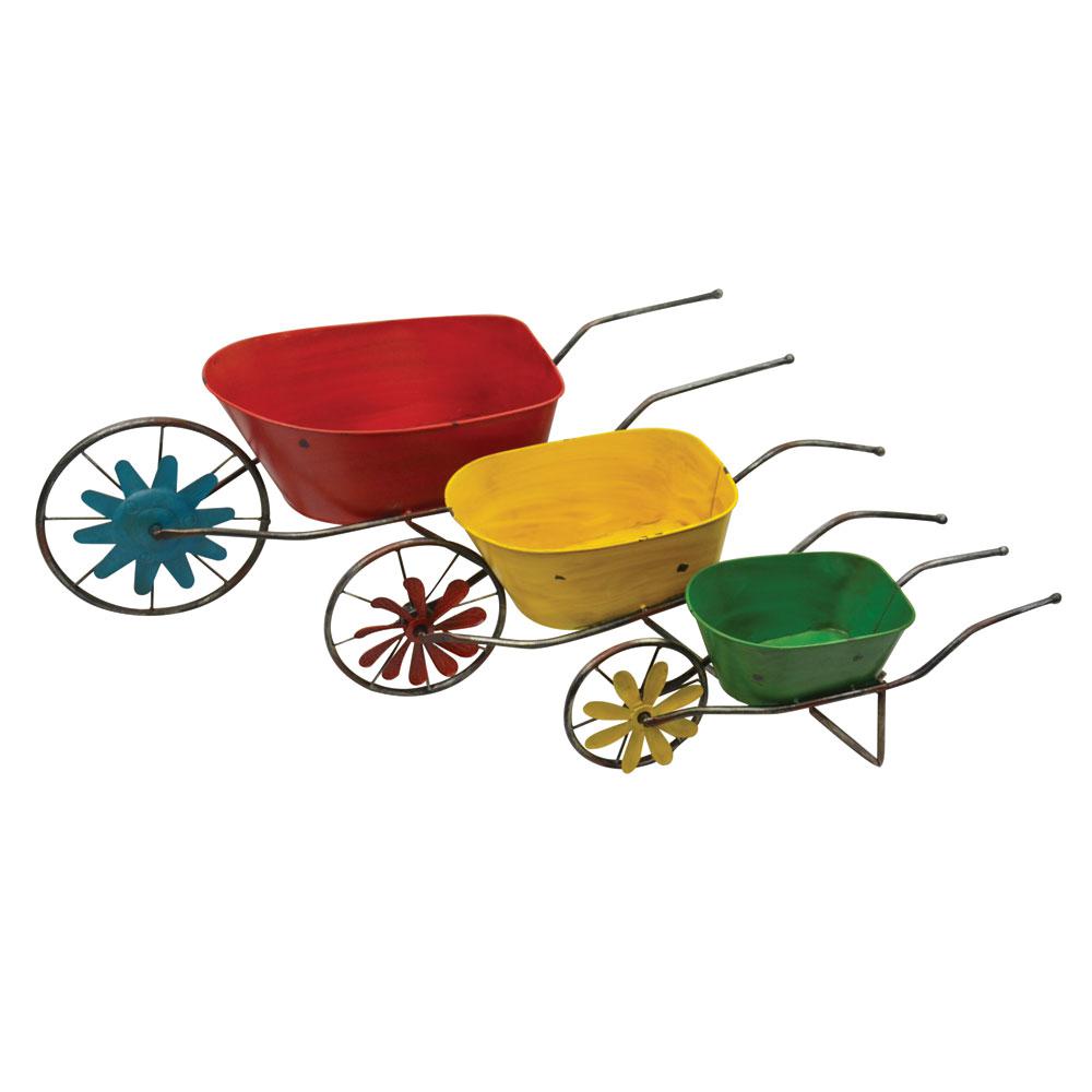 Planters 3-Piece Nested Wheel Barrels