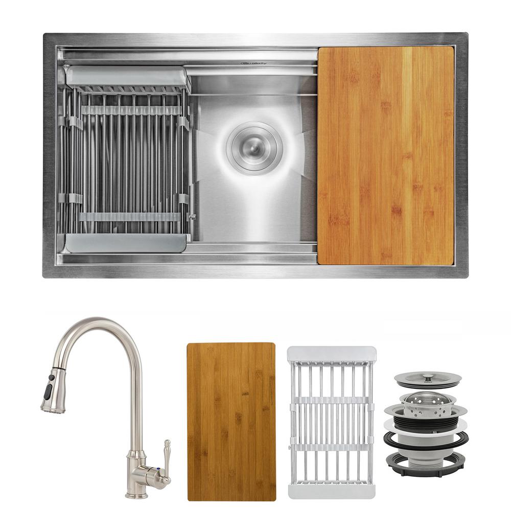 AKDY Handmade AllinOne Undermount Stainless Steel 33 in. x 22 in