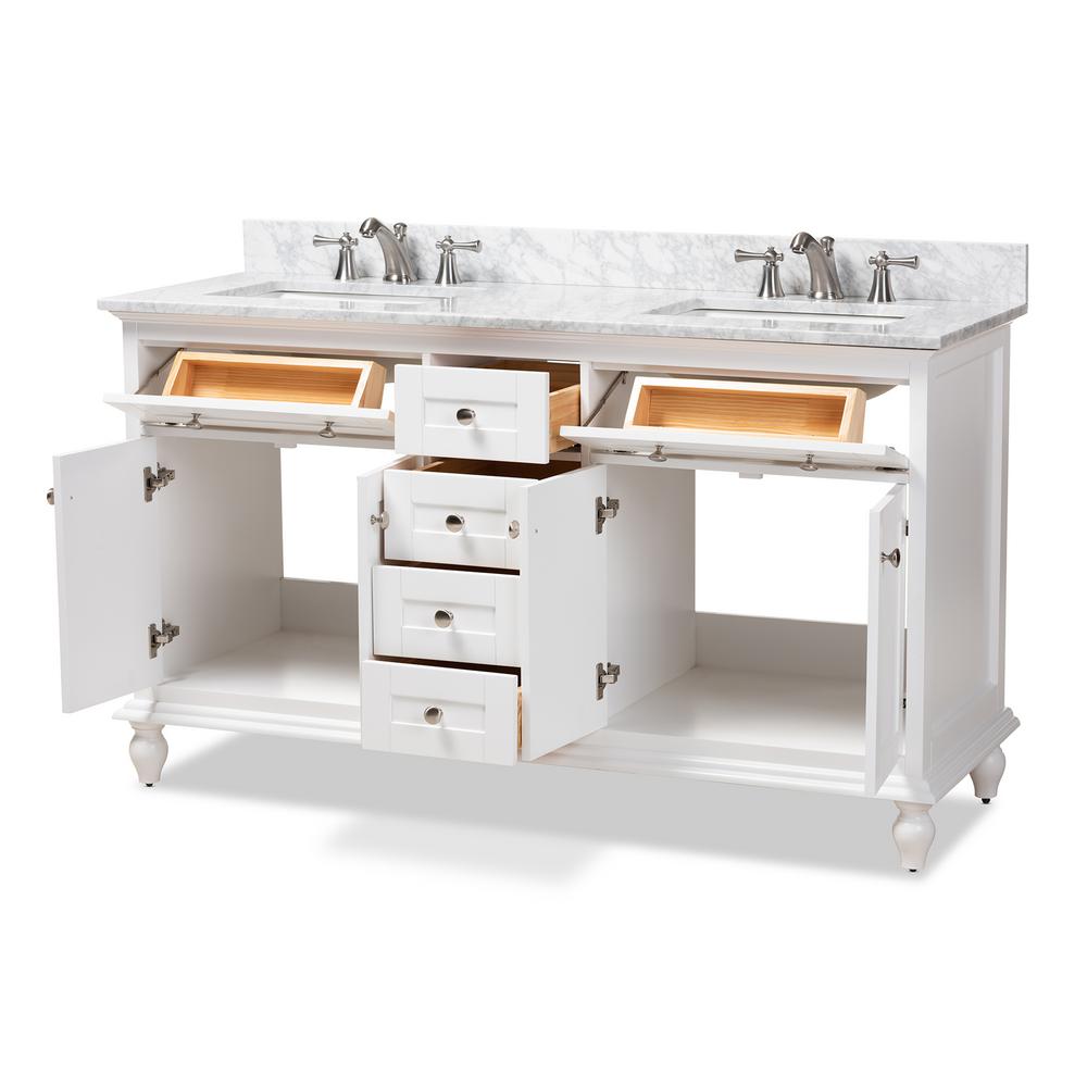 60 In W X 34 7 H Bath Vanity White High Gloss Basin Top
