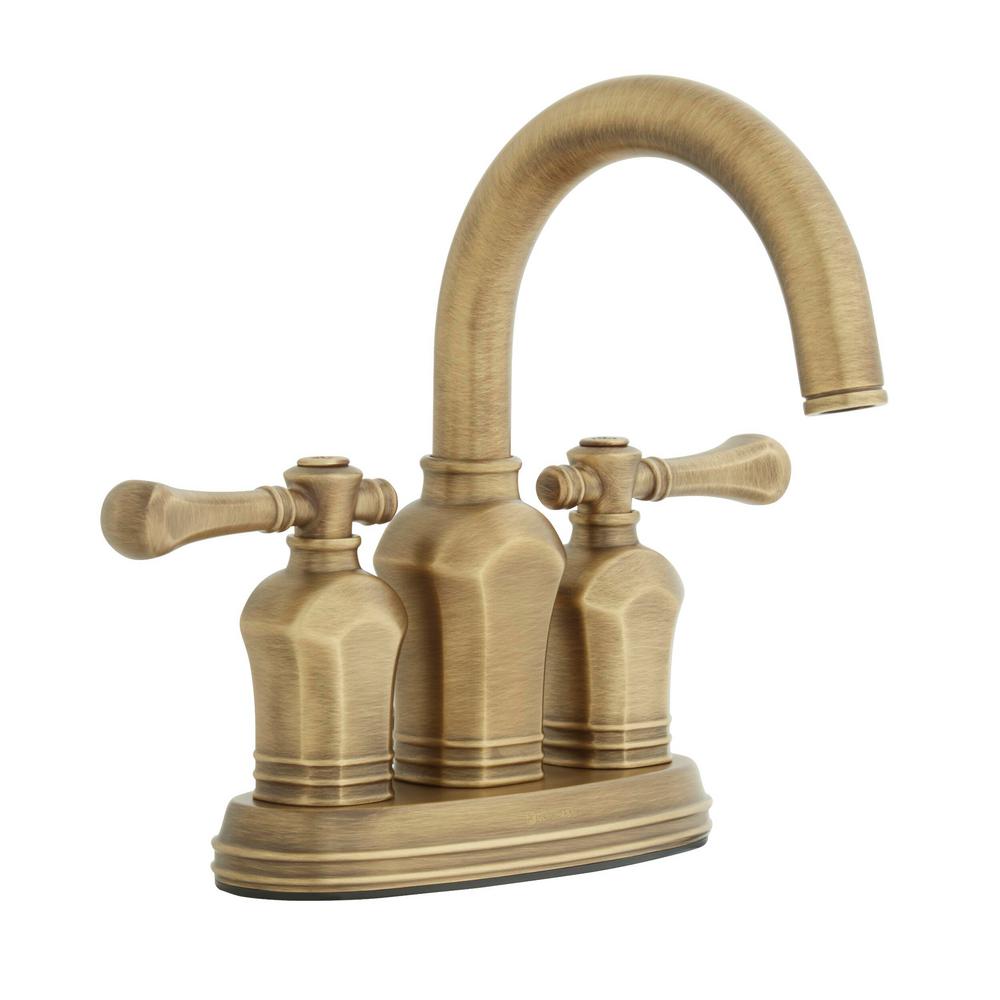 Vintage Brass Bathroom Sink Faucet Kit 2 Handle 3 Holes Water Faucet Kitchen Tap Kitchen Faucets Uniforce Home Garden