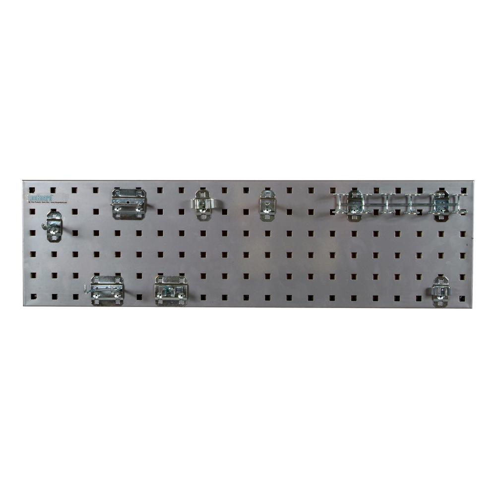 LocBoard 31.5 in. x 9 in. Steel Square Hole Pegboard Strip Set in
