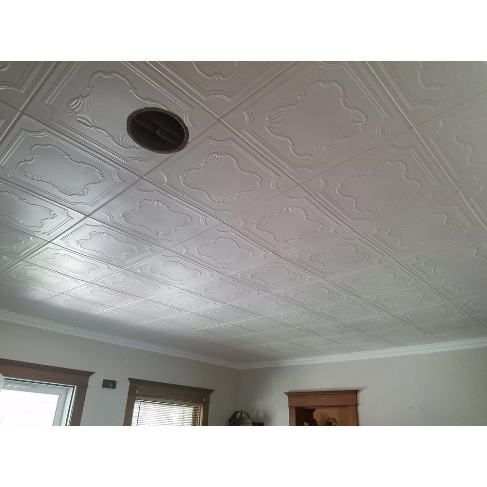 A La Maison Ceilings Coronado 1 6 Ft X 1 6 Ft Foam Glue Up Ceiling Tile In Plain White 21 6 Sq Ft Case