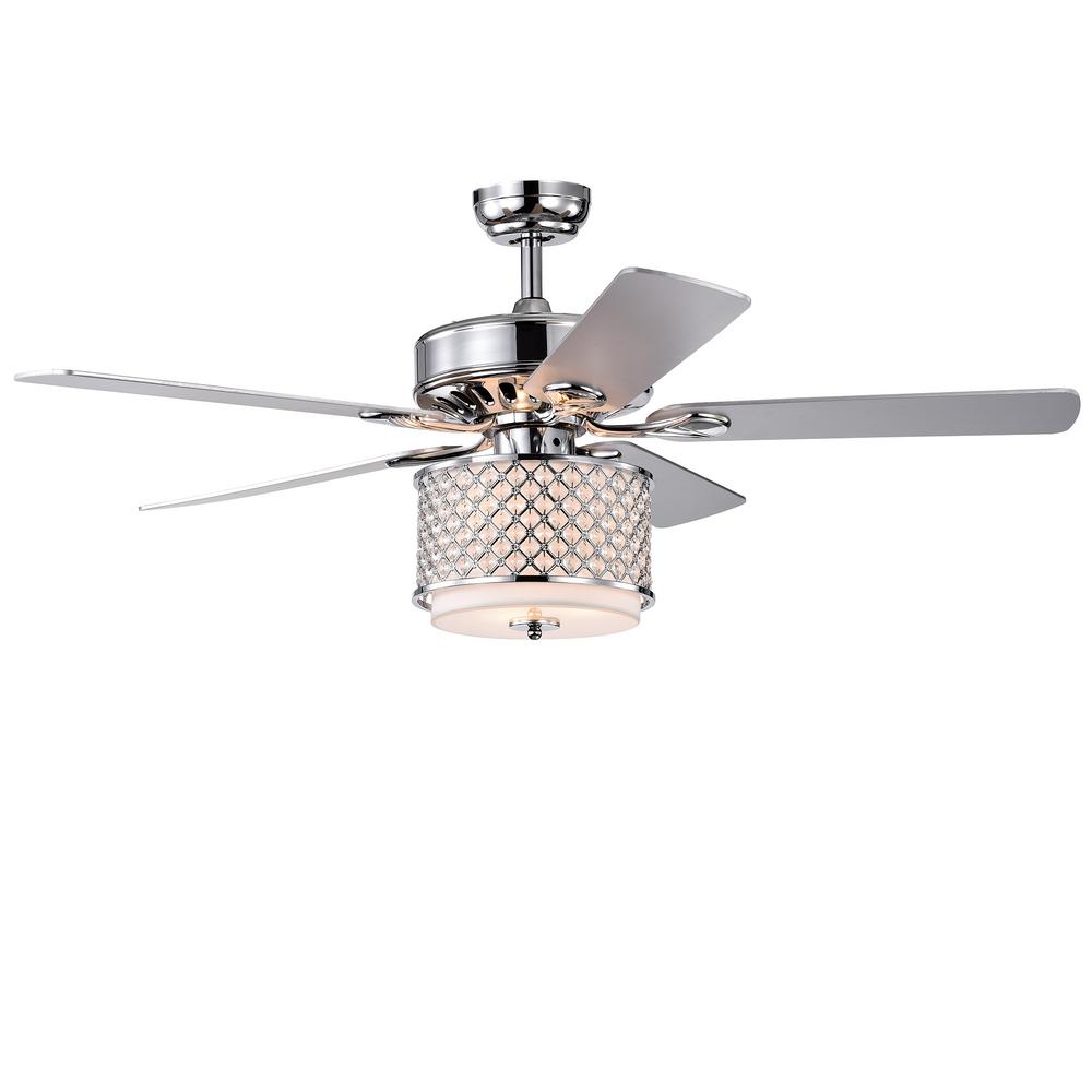 Warehouse of Tiffany Perris 52 in. Indoor Chrome Ceiling Fan with Light Kit and Remote Control