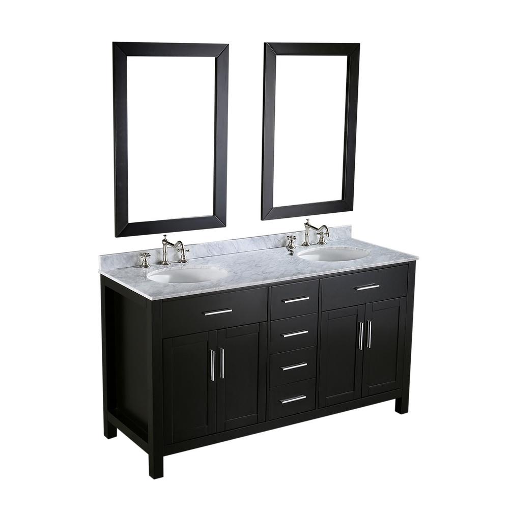 Glacier Bay Ventura 30.5 in. W Bath Vanity in Java with Cultured Marble Vanity Top in White with