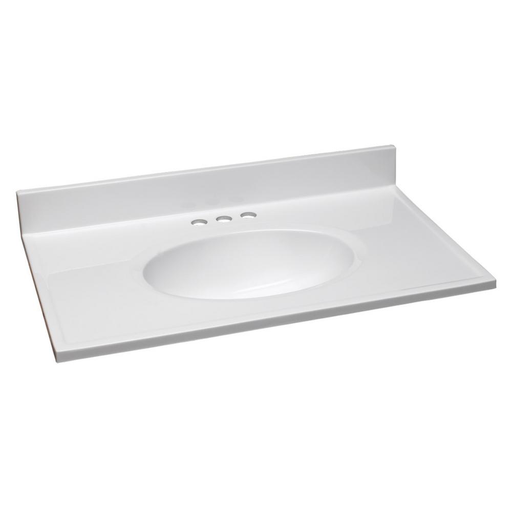 Design House 31 in. Cultured Marble Vanity Top in Solid White with Basin-552018 - The Home Depot