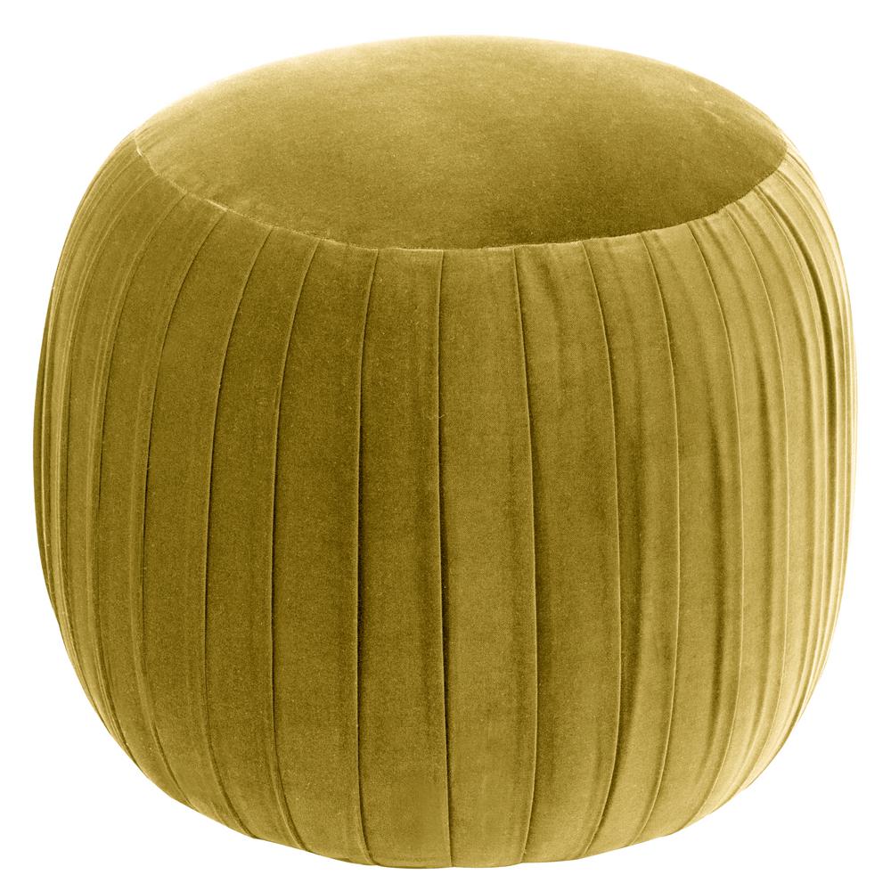 Skyline Furniture Yellow Mid Century Modern Living Room Regal Palm Round Shirred Ottoman