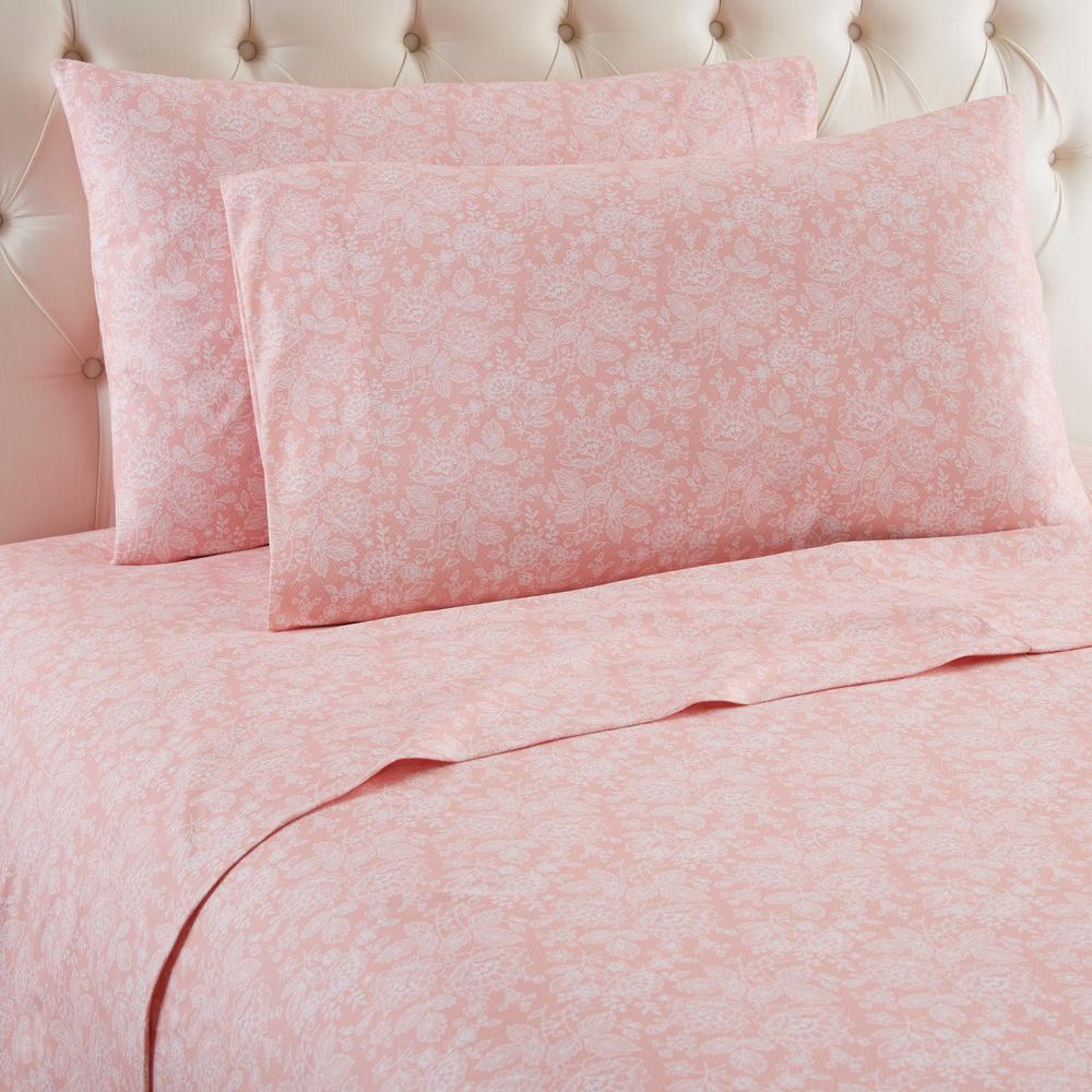 Micro Flannel Enchantment 4 Piece Rose California King Polyester Micro Flannel Enchantment 4 Piece Rose California King Polyester Sheet Set
