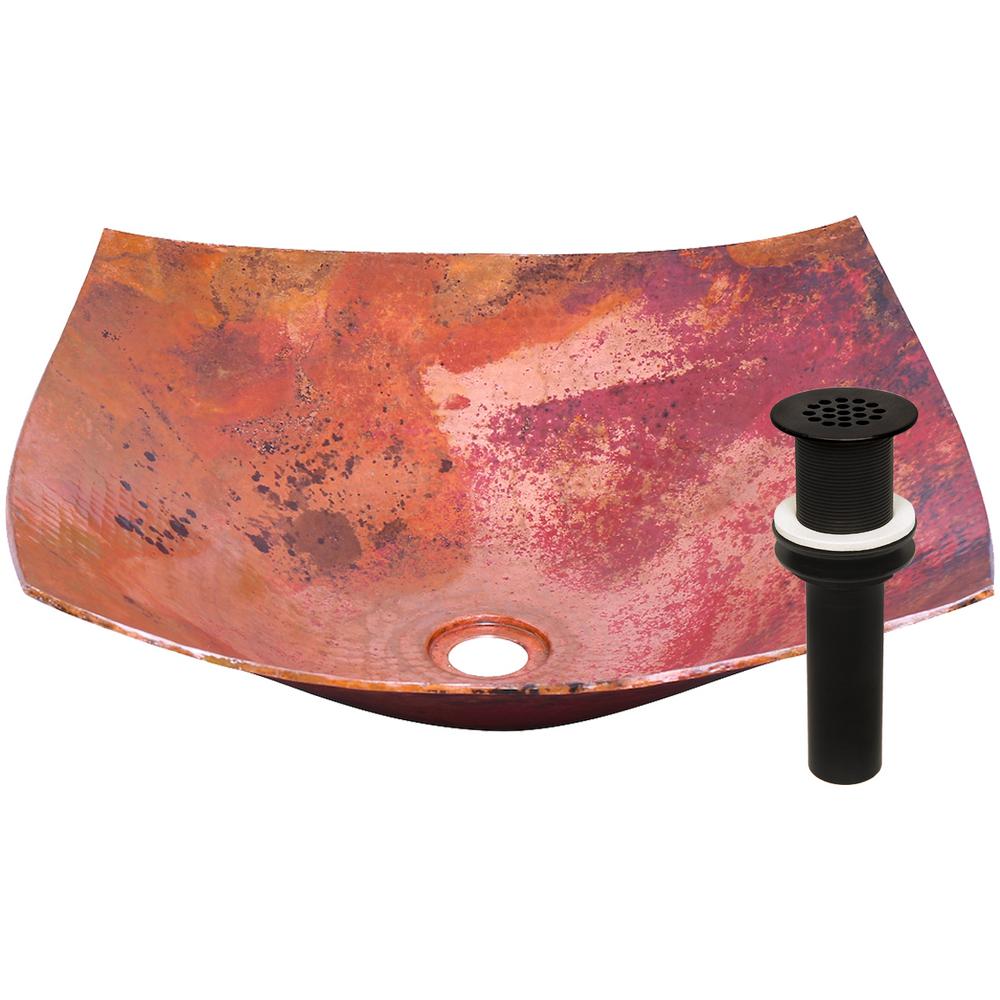 Malaga Copper Vessel Bathroom Sink in Natural Copper with Strainer