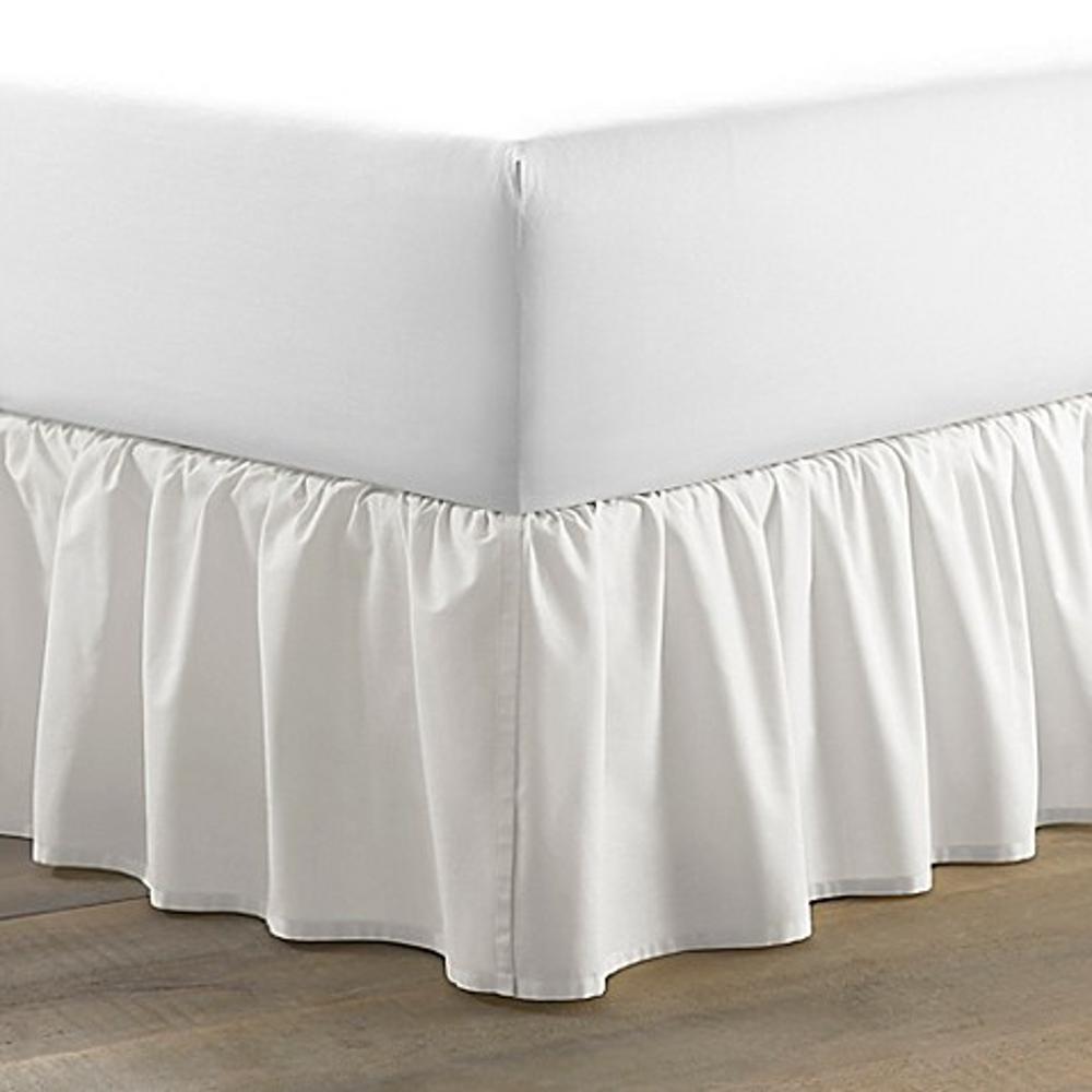 Laura Ashley 60 In X 80 Solid Beige Queen Ruffled Bed Skirt Solid Beige Queen Ruffled Bed Skirt