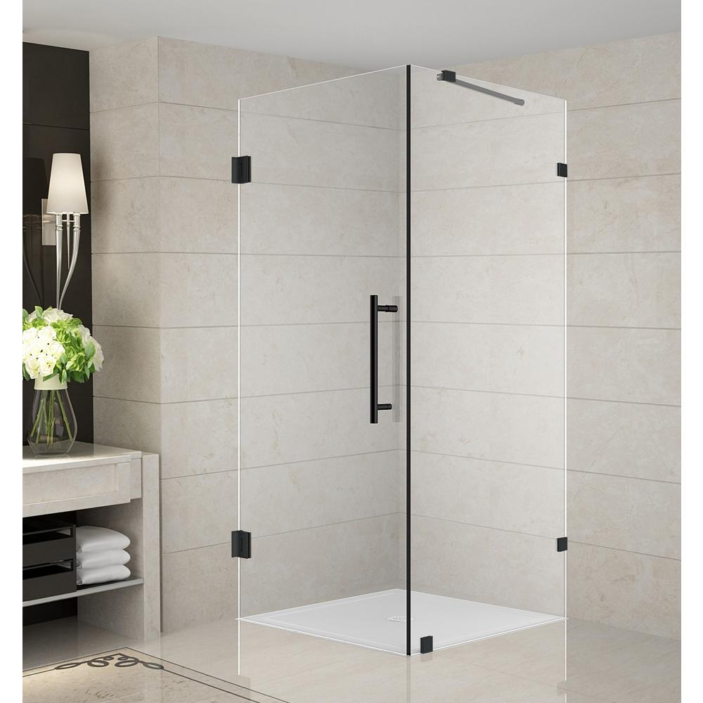 Aston Aquadica 38 In X 72 In Frameless Corner Hinged Shower Door In Matte Black Sen988 Mb 38