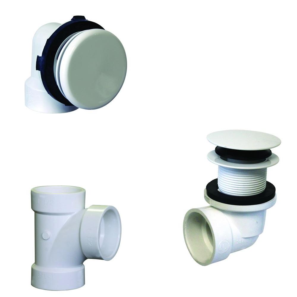 Illusionary Overflow, Sch. 40 PVC Plumbers Pack with TipToe Bath Drain