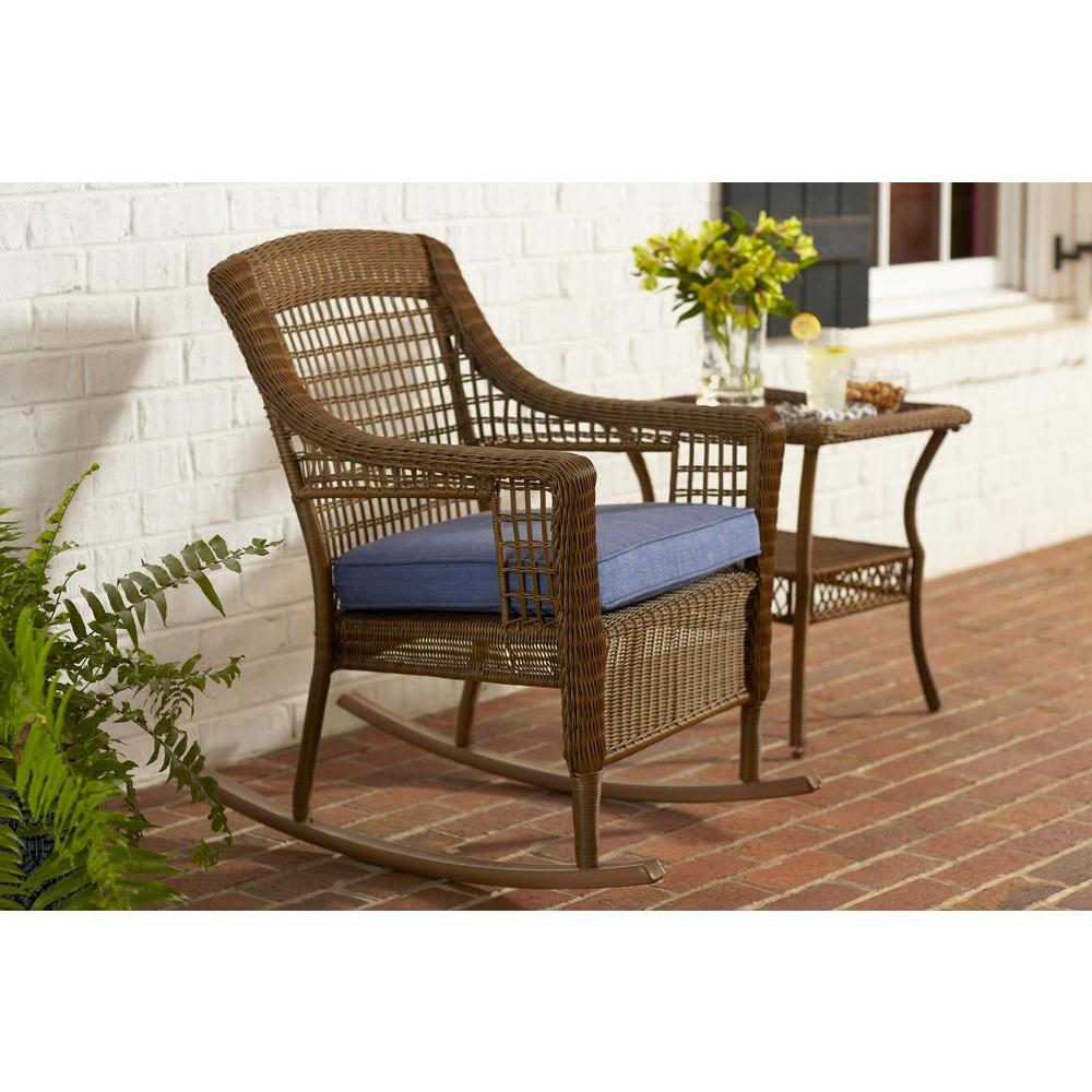 Outdoor Patio Side Table All Weather Resin Wicker Steel Frame Glass Outdoor Patio Side Table All Weather Resin Wicker Steel Frame Glass Tabletop New