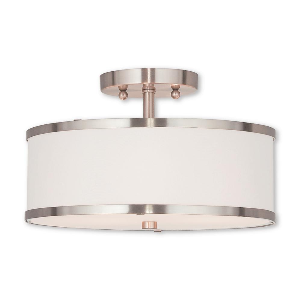 Livex Lighting Park Ridge 2 Light Brushed Nickel Semi Flush Mount Livex Lighting Park Ridge 2 Light Brushed Nickel Semi Flush Mount