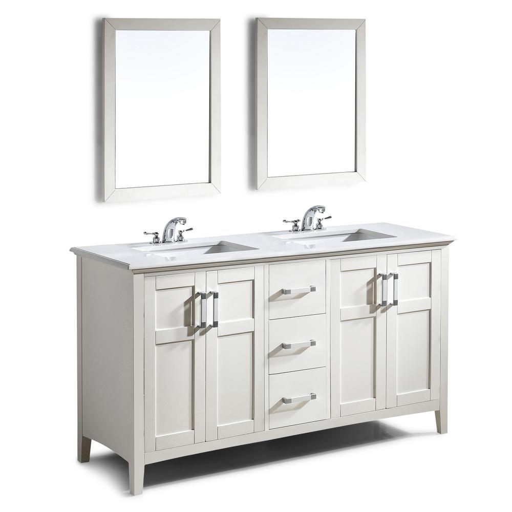 Simpli Home Winston 60 In Bath Vanity With Quartz Marble Top Simpli Home Winston 60 In Bath Vanity With Quartz Marble Top White