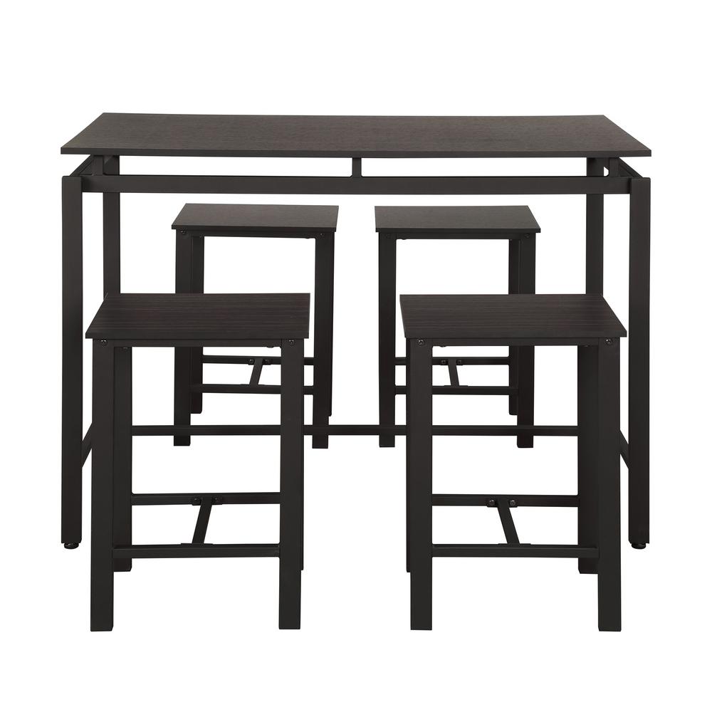 Harper Bright Designs Espresso 5 Piece Dining Set Wood And Metal Espresso 5 Piece Dining Set Wood