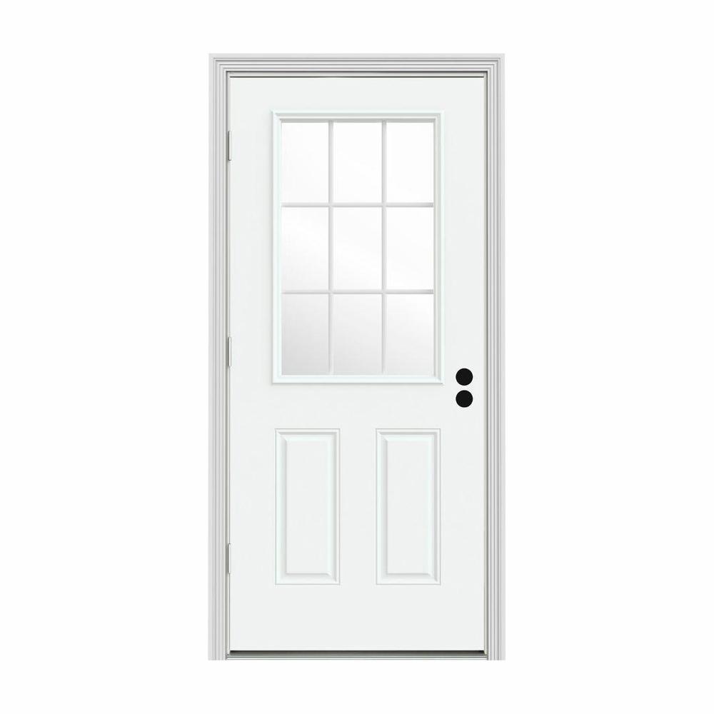 JELDWEN 36 in. x 80 in. 9 Lite White Painted Steel JELDWEN 36 in. x 80 in. 9 Lite White Painted Steel