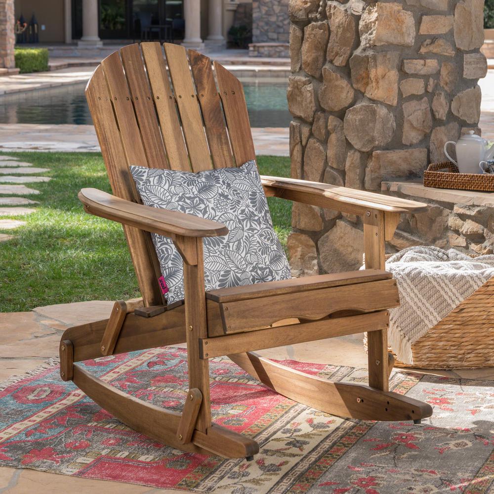 Noble House Rocking Natural Stained Wood Adirondack Chair-40969 - The