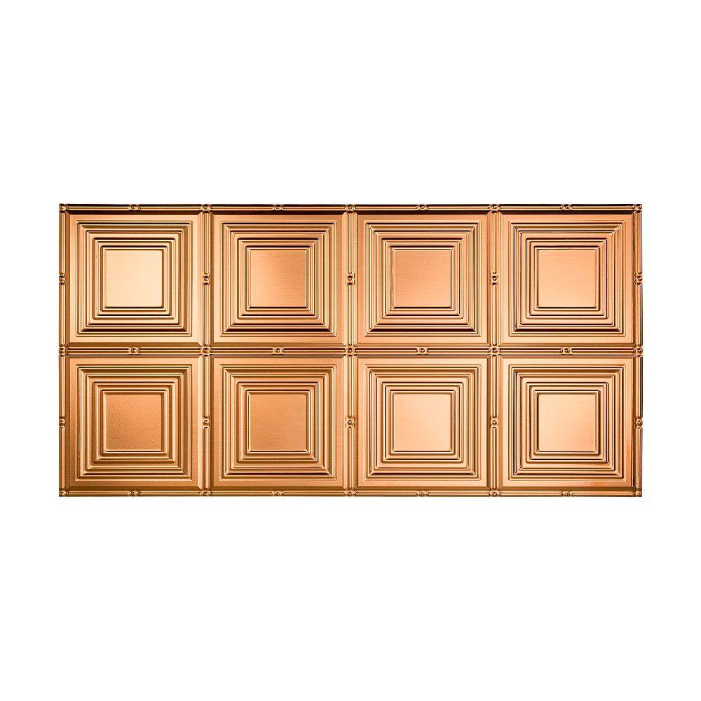 Fasade Portrait 2 Ft X 4 Ft Vinyl Glue Up Pvc Ceiling Tile In Polished Copper