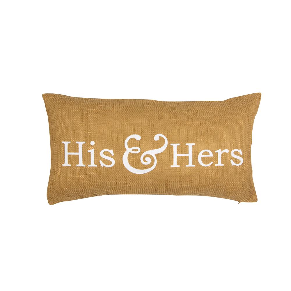 His And Hers Natural Solid Polyester 14 In X 27 In Throw Pillow