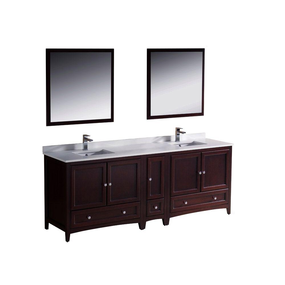 Fresca Oxford 84 In Double Vanity Gany With Ceramic Oxford 84 In Double Vanity Gany With Ceramic Top White Basinirror Side Cabinet