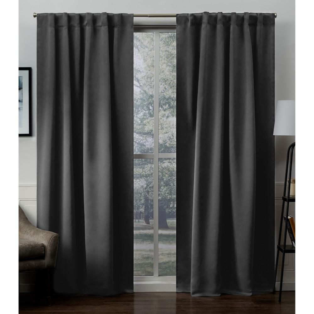 Exclusive Home Curtains Sateen Charcoal Woven Blackout Hidden Tab Top