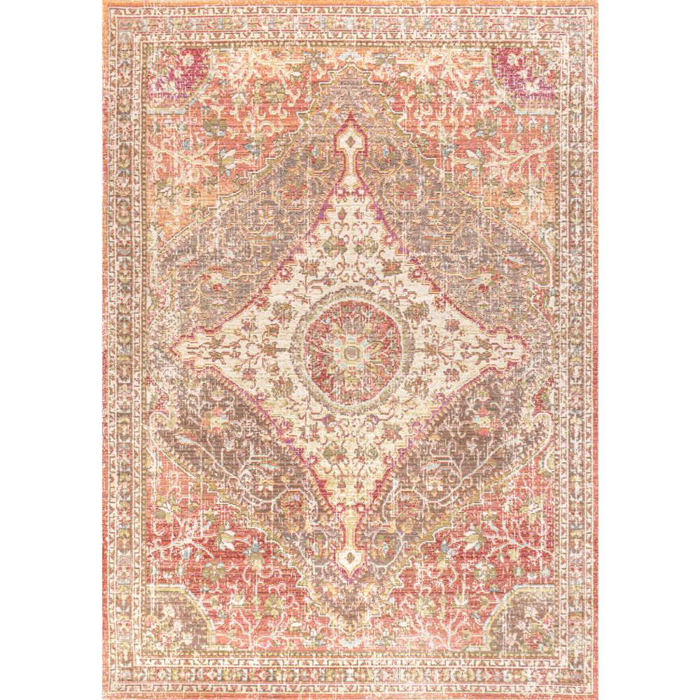 Jonathan Y Petras Modern Ornate Medallion Brown Pink 5 Ft 3 In X 7 Ft 7 In Area Rug Mdp307b 5 The Home Depot