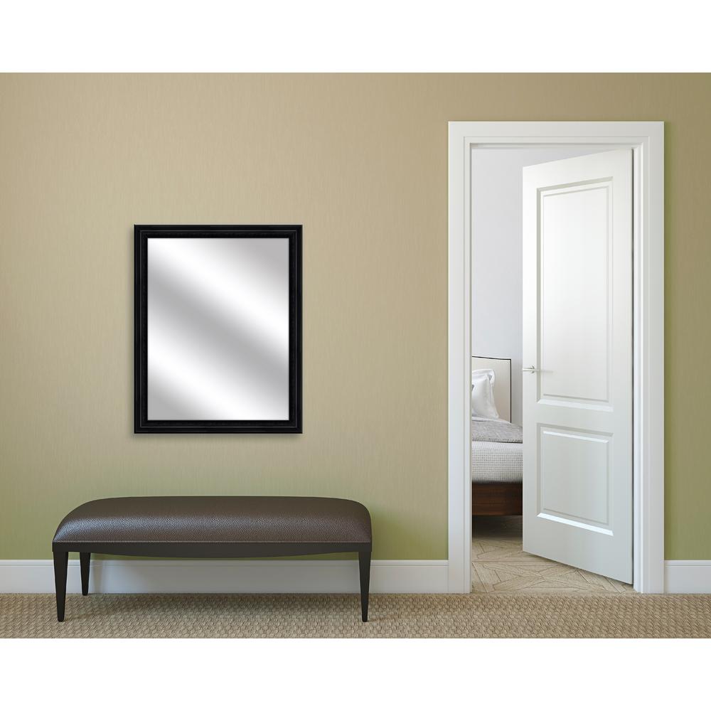 PTM Images 25 in. x 31 in. Wood Grain Black Framed Mirror 515371 The