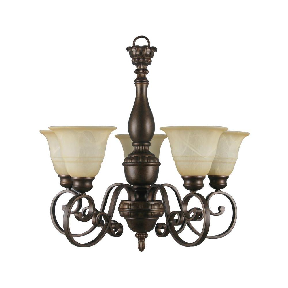 Hampton Bay Carina 5 Light Aged Bronze Chandelier With Tea Stained