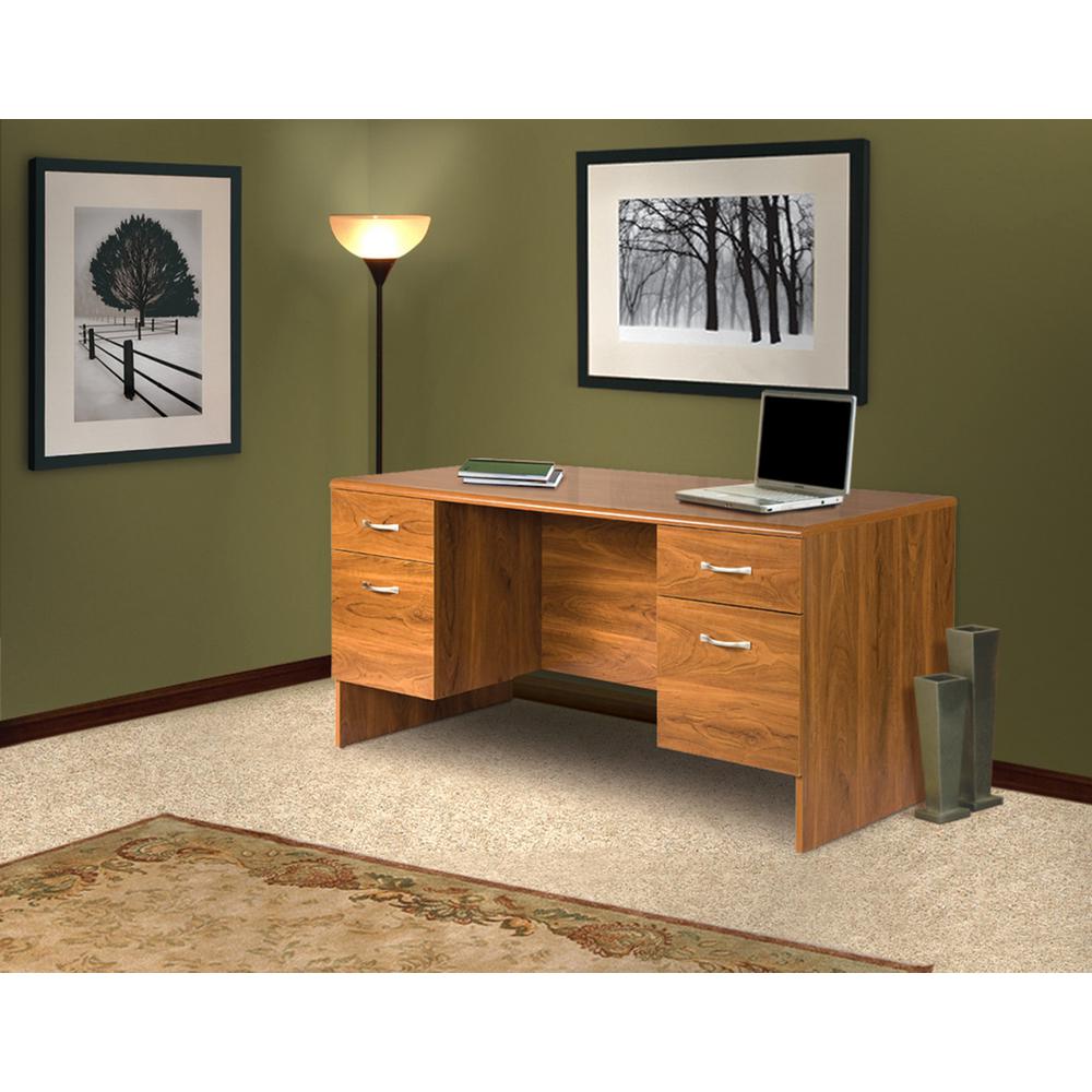 Os Home And Office Furniture 30 In X 60 In Brown Double Pedestal