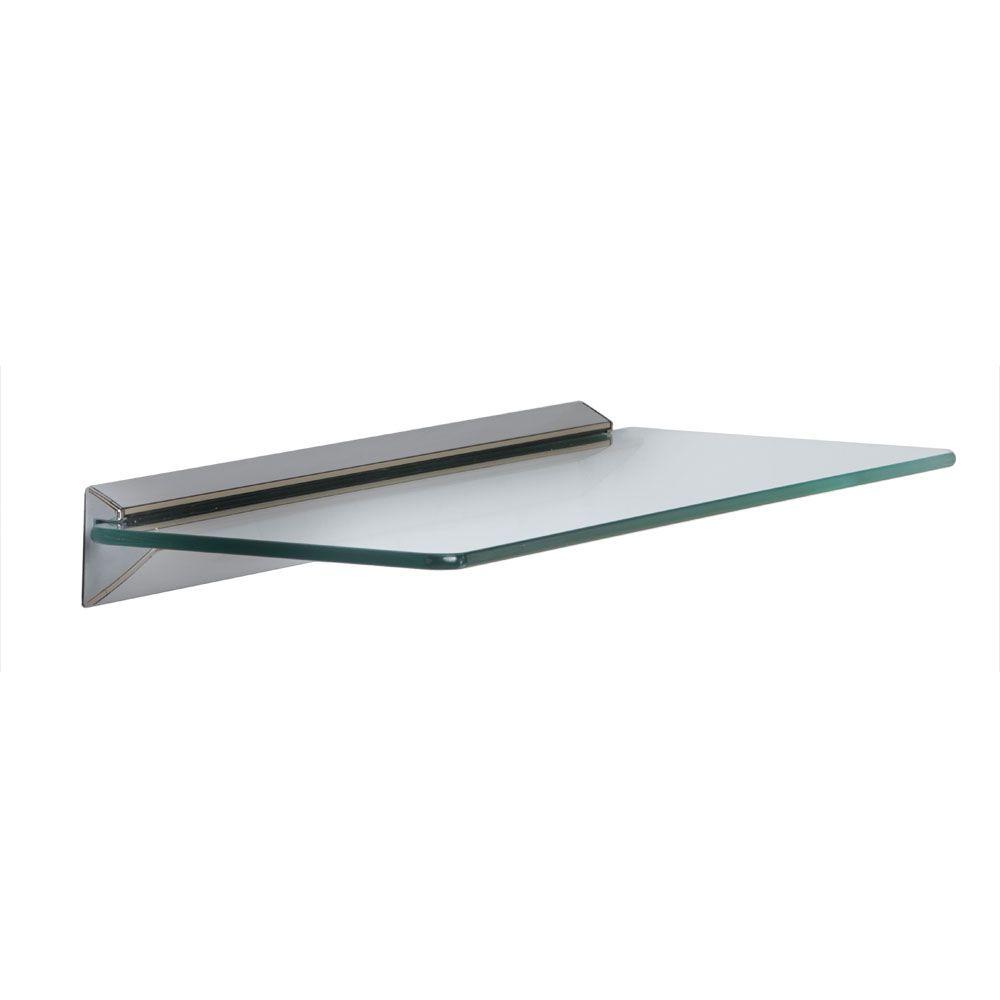 Knape Vogt 18 In W X 6 D Wall Mounted Chrome Glass Decorative D Wall Mounted Chrome Glass Decorative Shelf Kit