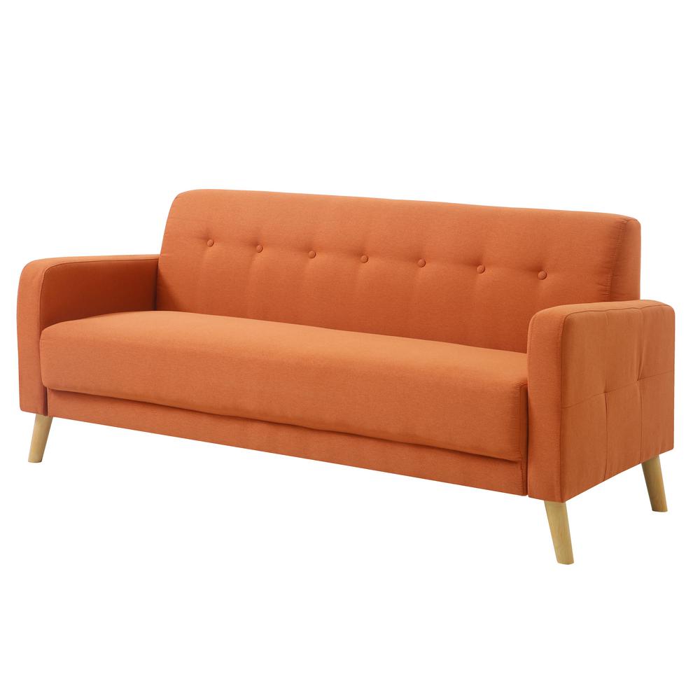 Ac Pacific Jans Orange Mid Century Modern Sofa With Stylish On Ac Pacific Jans Orange Mid Century Modern Sofa With Stylish On Tufted Back And Single Cushion The Home Depot