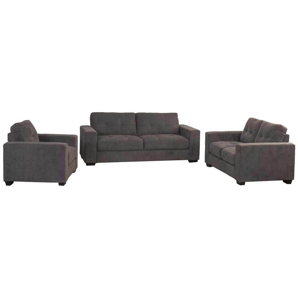 Corliving Club 3 Piece Tufted Grey Chenille Fabric Sofa Set Lzy 131 Corliving Club 3 Piece Tufted Grey Chenille Fabric Sofa Set