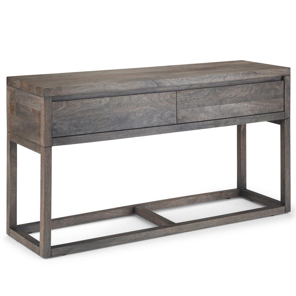 Simpli Home Cornell 55 in. Wide Modern Rustic Console Table in Barnwood
