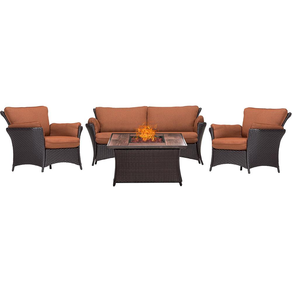 Hanover Strathmere Allure 4 Piece Wicker Patio Fire Pit