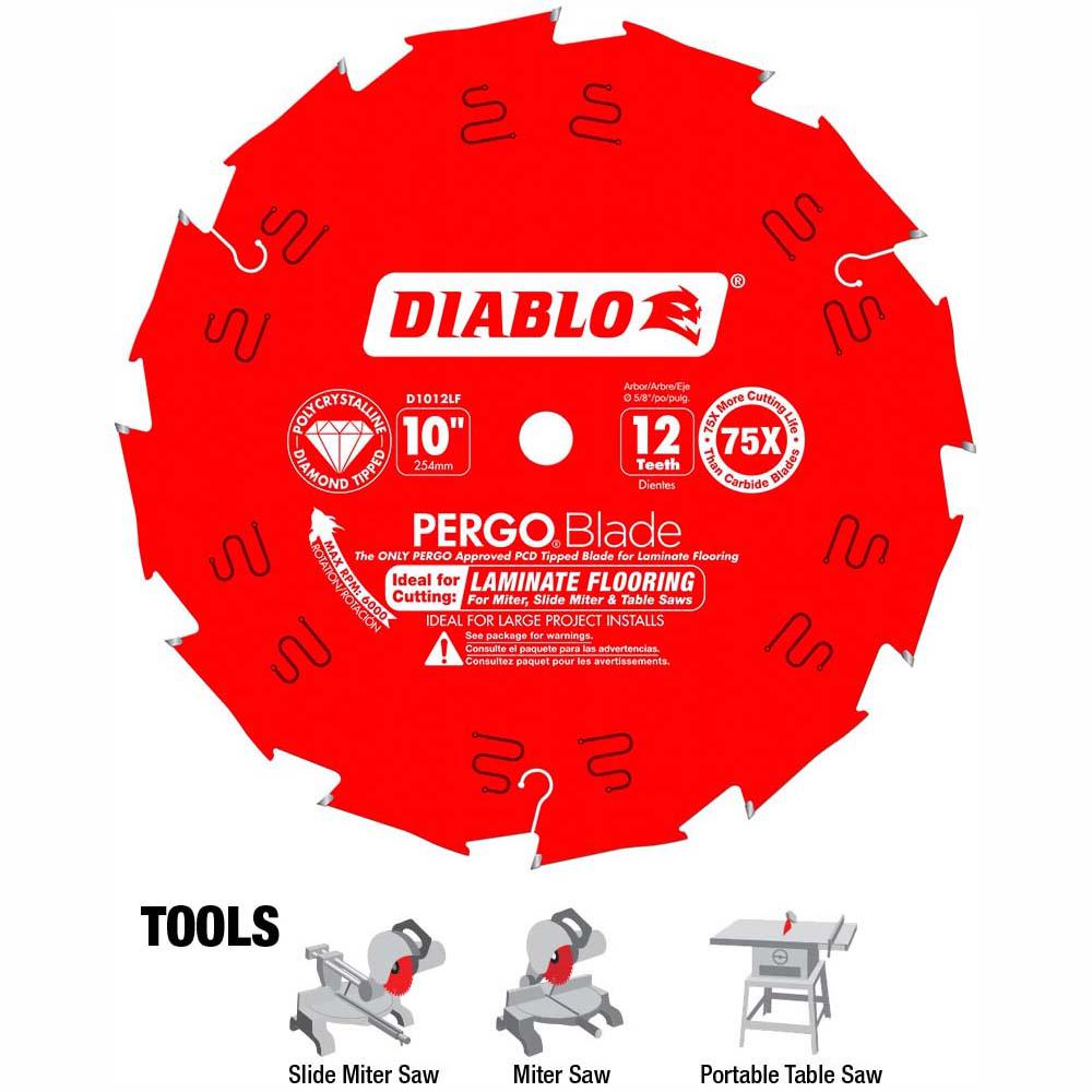 Diablo 10 In X 12 Tooth Polycrystalline Diamond Pcd Tipped Ultimate Flooring Blade D1012lf The Home Depot - What Saw Blade For Laminate Flooring