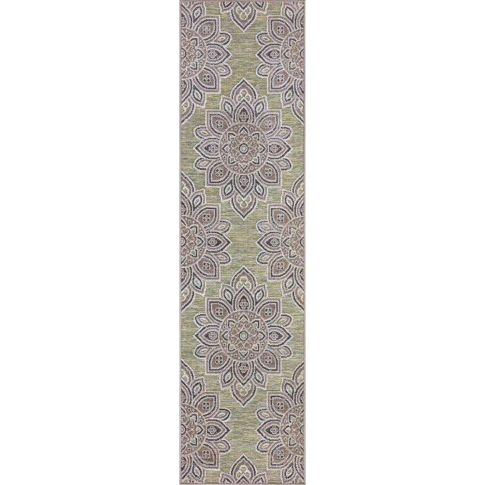 StyleWell Lara Green 2 ft. x 7 ft. Geometric Indoor/Outdoor Runner Rug ...