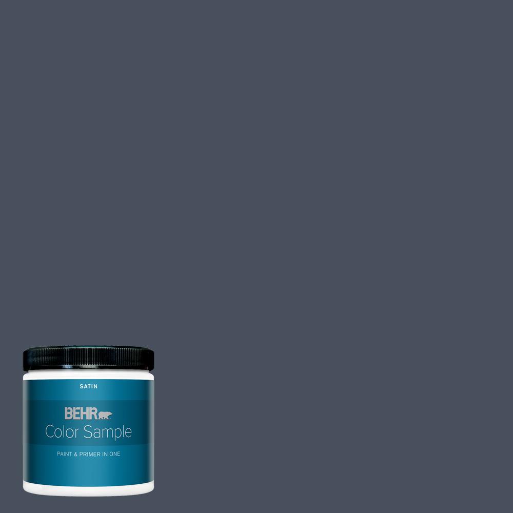 BEHR PREMIUM PLUS 8 oz. S5107 Dark Denim Satin Enamel Interior Paint