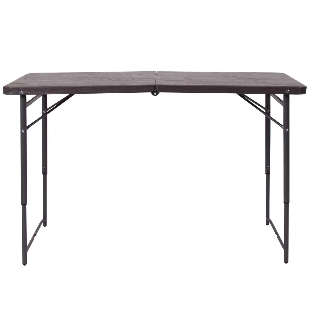 48.25 in. Brown Plastic Tabletop Metal Frame Folding Table-CGA-FLF ...