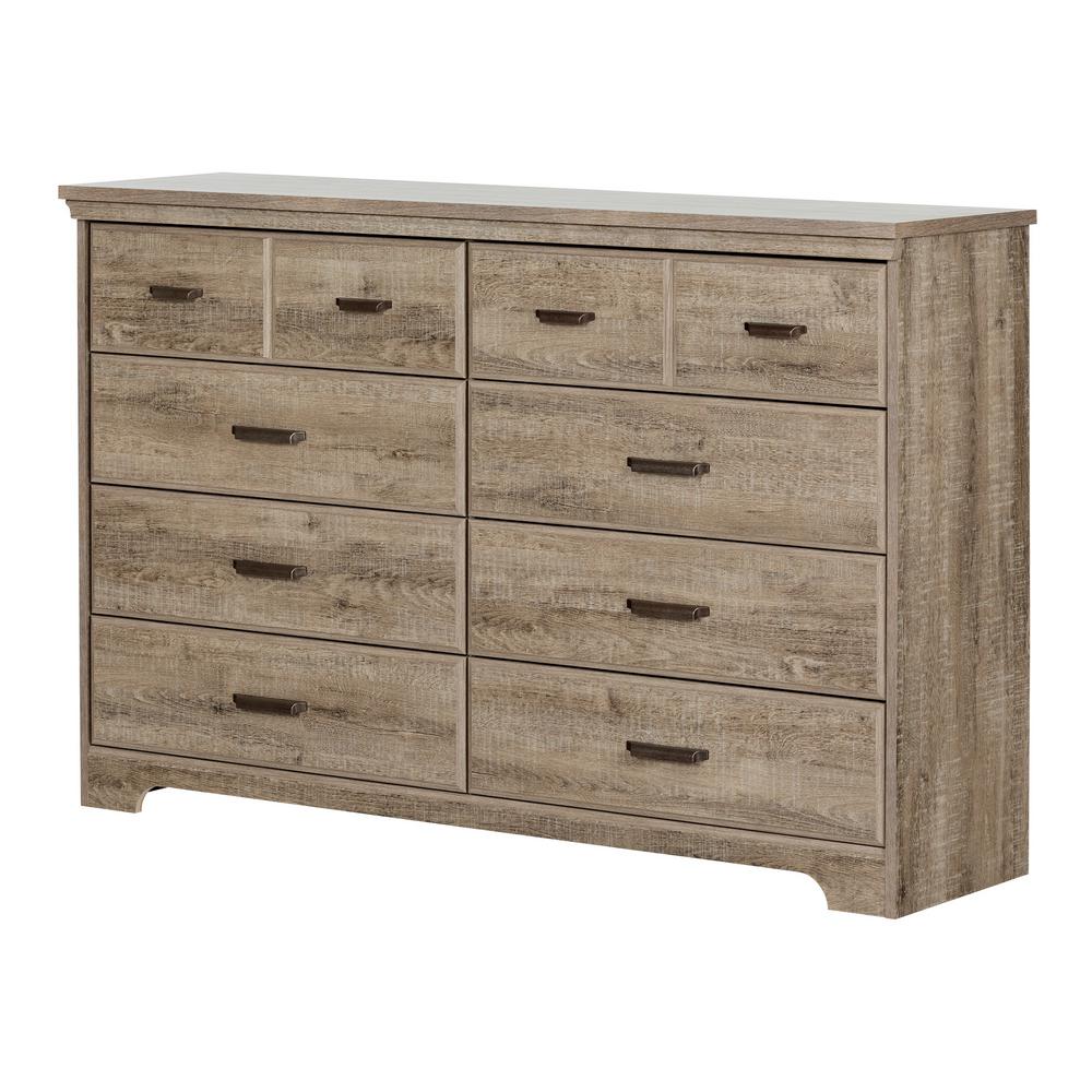 South Shore Versa 8 Drawer Weathered Oak Dresser 10609 The Home