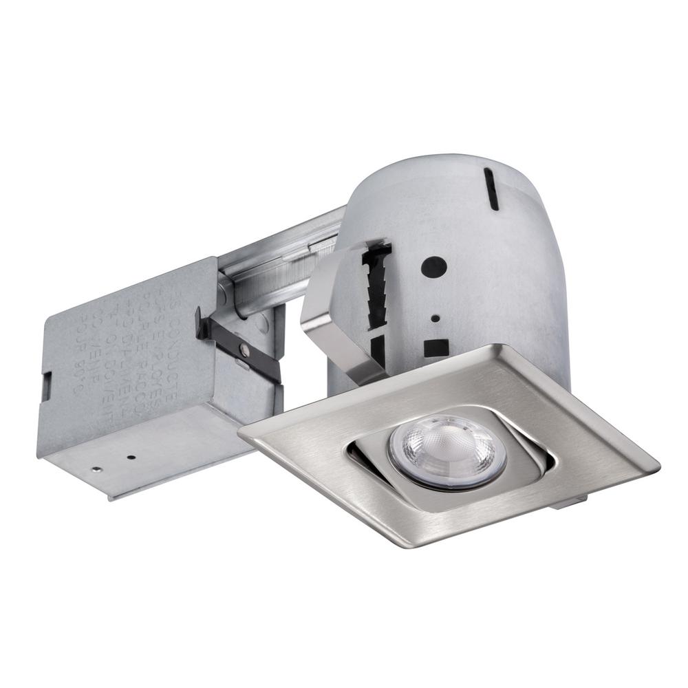 Globe Electric 4 In Brushed Steel Recessed Square Directional Brushed Steel Recessed Square Directional Lighting Kit