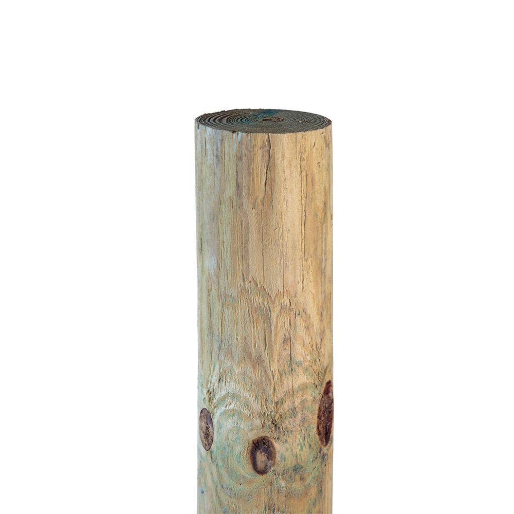 4 1 2 In X 5 In X 6 1 2 Ft Pressure Treated Southern Pine Round Wood   Brown Wood Fence Posts 105822 64 300 