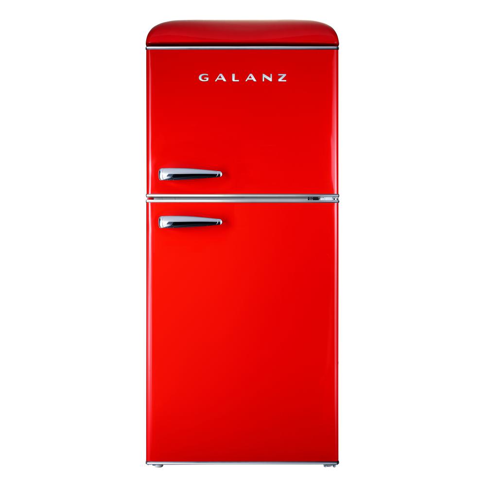 Galanz 4.0 cu. ft. Retro Mini Refrigerator with Dual Door True Freezer ...