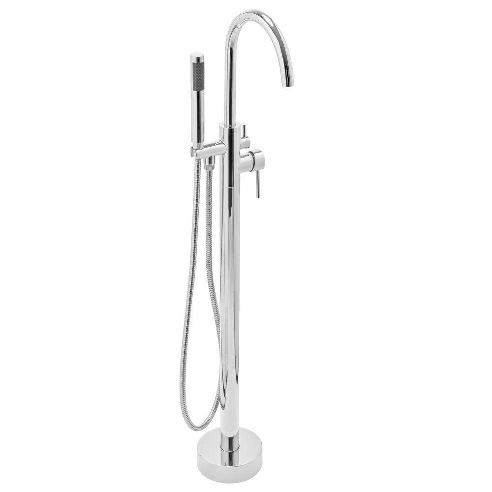 AKDY 47" Freestanding Bathtub Faucet Floor Mount Tub Filler Handheld Bath Wand Shower Lever