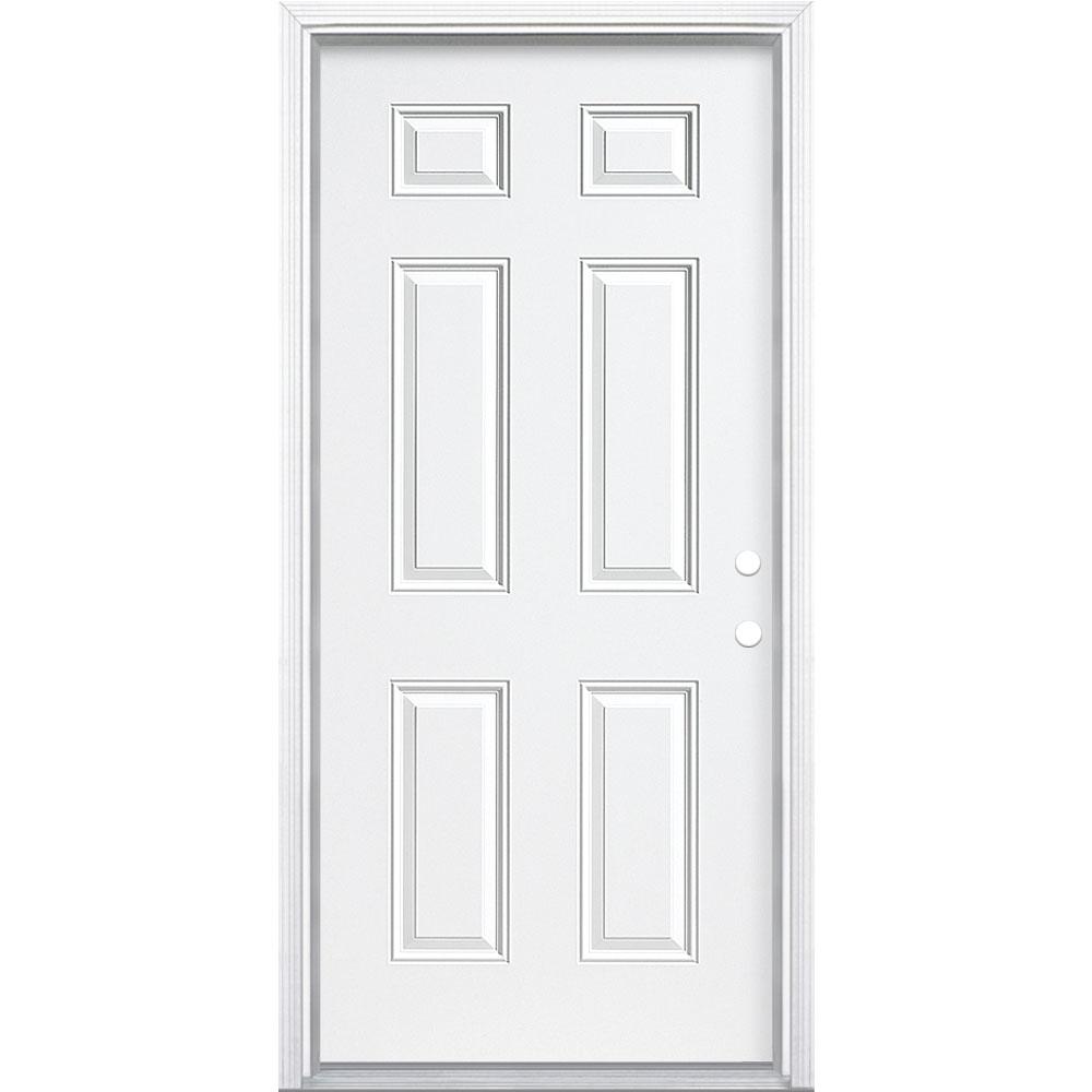 Masonite 36 In X 80 In Premium 6 Panel Left Hand Inswing Primed
