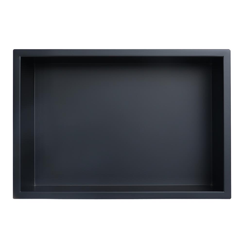 Jag Plumbing Products Showroom Series 12 In X 18 Stainless Steel Shower Niche Matte Black