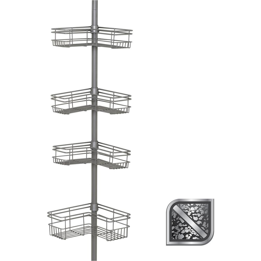 Glacier Bay L Style Tension Corner Pole Caddy In Satin Nickel