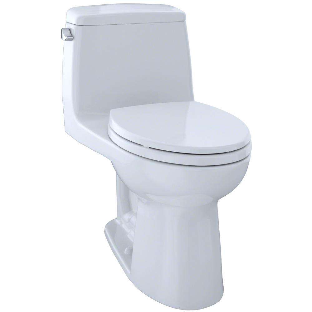 Toilets Toilet Seats Bidets The Home Depot Eco Ultramax 1 Piece 28 Gpf Single Flush Elongated Toilet With Cefiontect In Cotton White