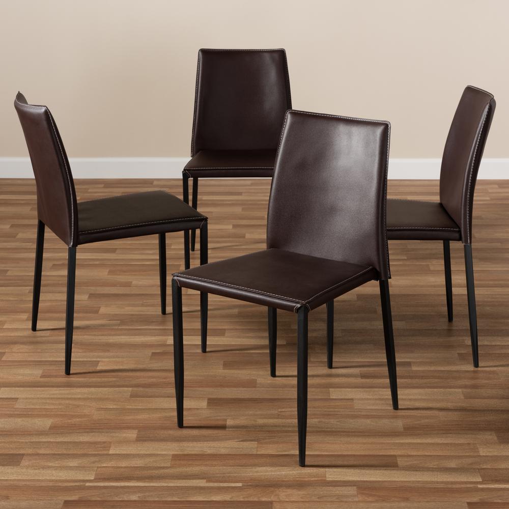 Featured image of post Brown Leather Dining Chairs Set Of 4 - Set of 2 dining chairs faux leather brown montana.