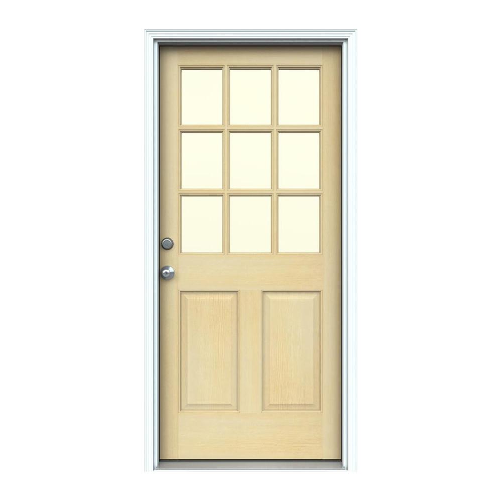 Jeld Wen 30 In X 80 In 9 Lite Unfinished Wood Prehung Right Hand
